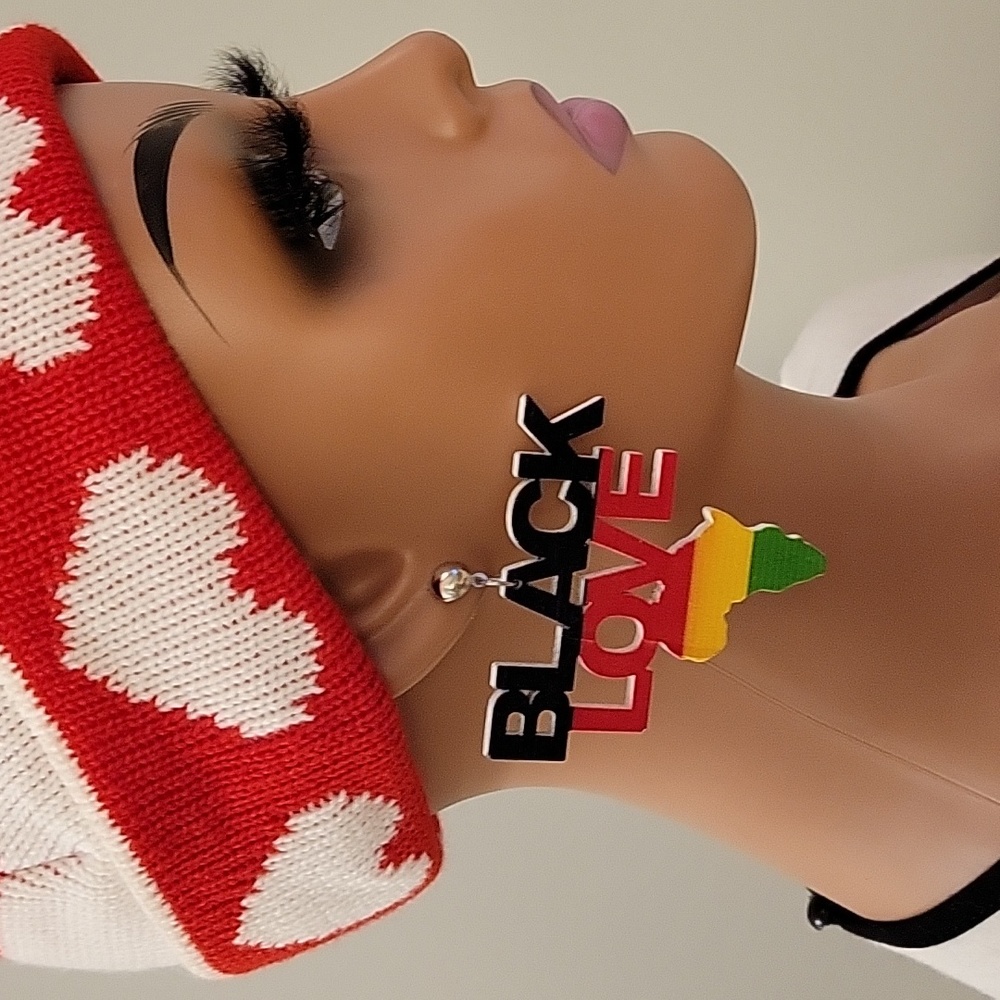 Ethnic Earrings, BLACK LOVE, 3" L x2.75 W" Beauty Colletion Brand